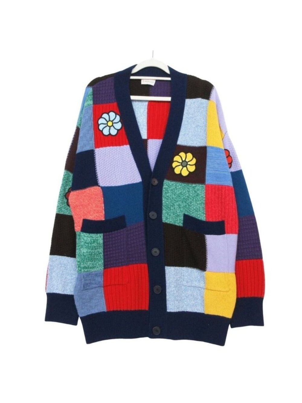 Moncler Genius 1 JW Anderson Cashmere Blend Cardigan Patchwork M Multicolor